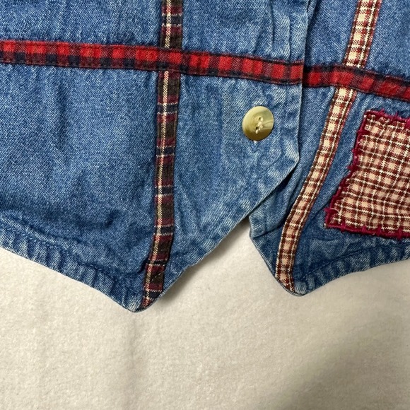 Bobbie Brooks Denim Vest Patchwork Embroidered Farmcore Cottagecore Size S - Picture 6 of 8
